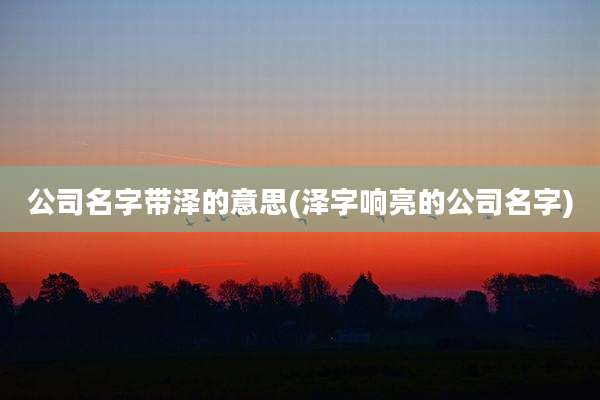 公司名字带泽的意思(泽字响亮的公司名字)