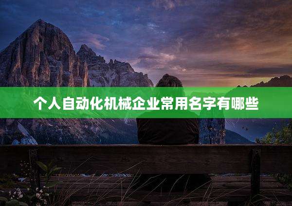 个人自动化机械企业常用名字有哪些