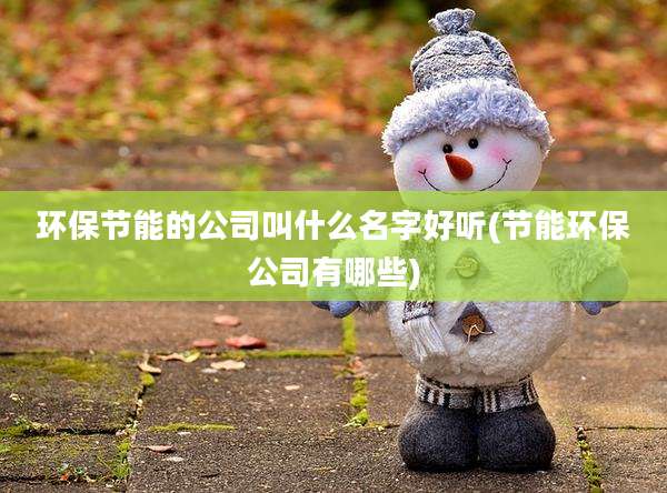 环保节能的公司叫什么名字好听(节能环保公司有哪些)