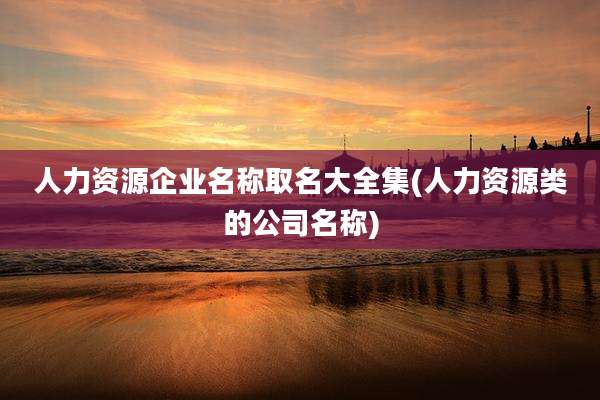 人力资源企业名称取名大全集(人力资源类的公司名称)
