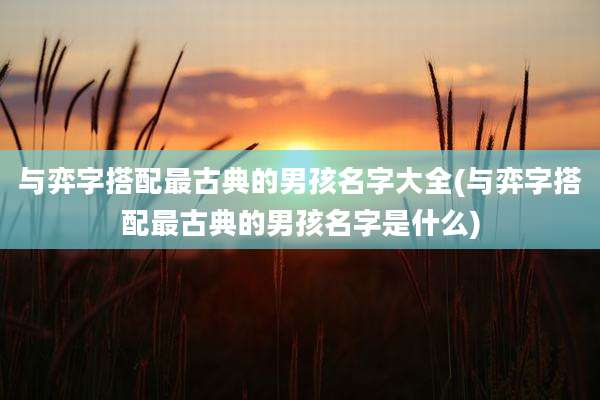 与弈字搭配最古典的男孩名字大全(与弈字搭配最古典的男孩名字是什么)