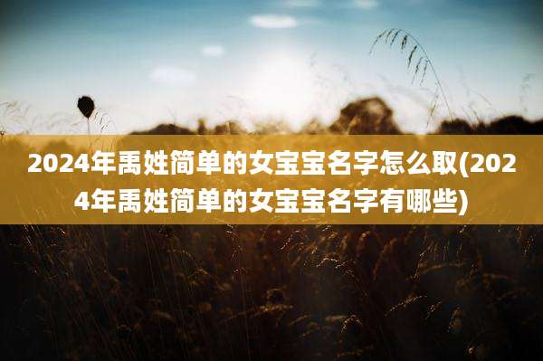 2024年禹姓简单的女宝宝名字怎么取(2024年禹姓简单的女宝宝名字有哪些)