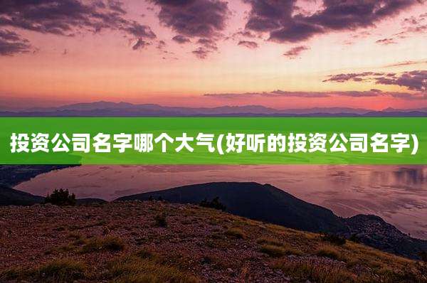 投资公司名字哪个大气(好听的投资公司名字)