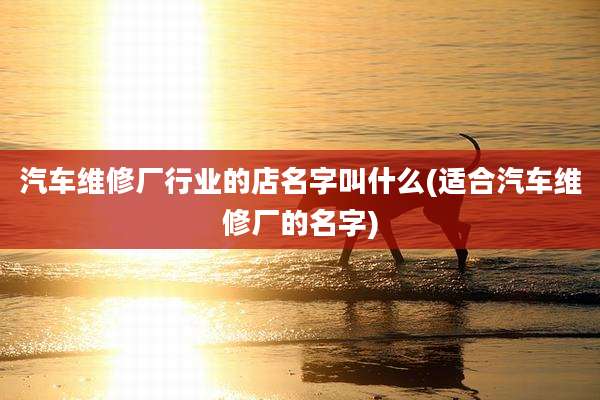 汽车维修厂行业的店名字叫什么(适合汽车维修厂的名字)