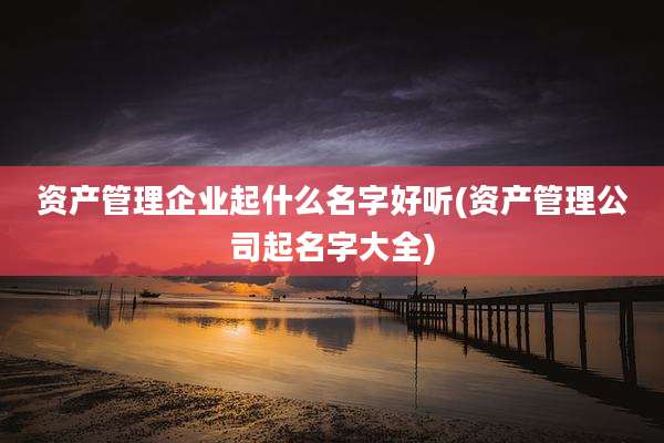 资产管理企业起什么名字好听(资产管理公司起名字大全)