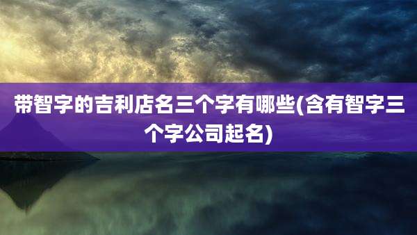 带智字的吉利店名三个字有哪些(含有智字三个字公司起名)
