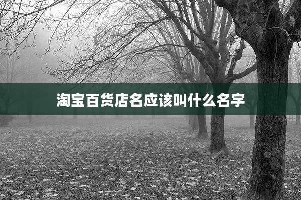淘宝百货店名应该叫什么名字