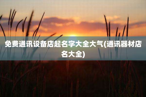 免费通讯设备店起名字大全大气(通讯器材店名大全)