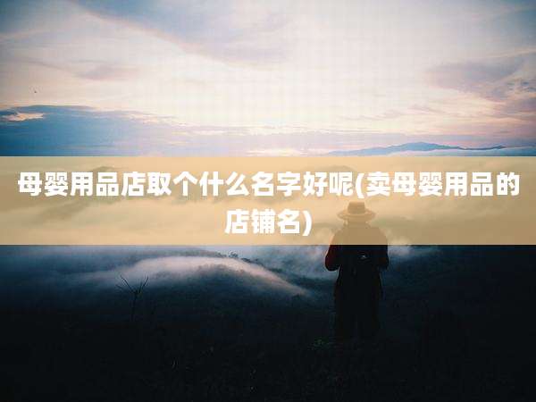 母婴用品店取个什么名字好呢(卖母婴用品的店铺名)