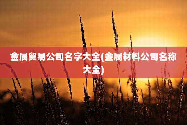 金属贸易公司名字大全(金属材料公司名称大全)