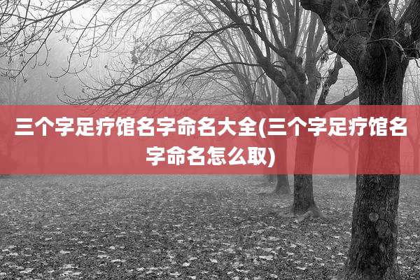 三个字足疗馆名字命名大全(三个字足疗馆名字命名怎么取)