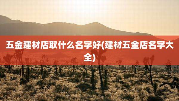 五金建材店取什么名字好(建材五金店名字大全)