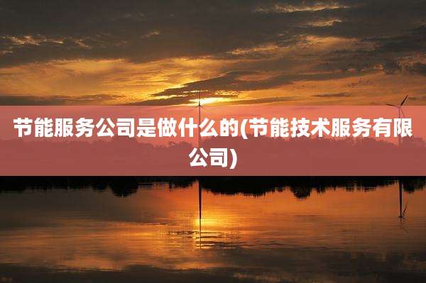节能服务公司是做什么的(节能技术服务有限公司)