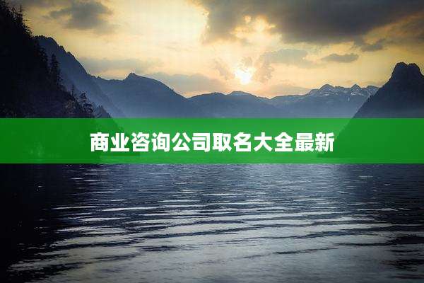 商业咨询公司取名大全最新