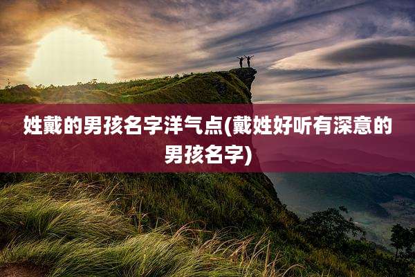 姓戴的男孩名字洋气点(戴姓好听有深意的男孩名字)