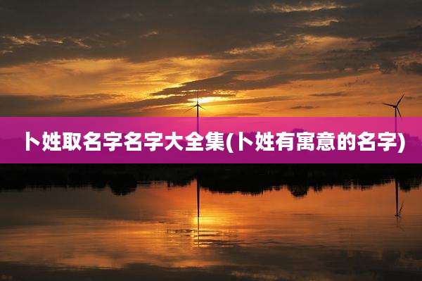 卜姓取名字名字大全集(卜姓有寓意的名字)
