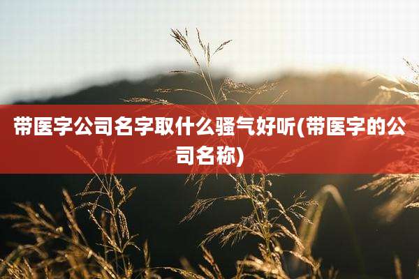 带医字公司名字取什么骚气好听(带医字的公司名称)