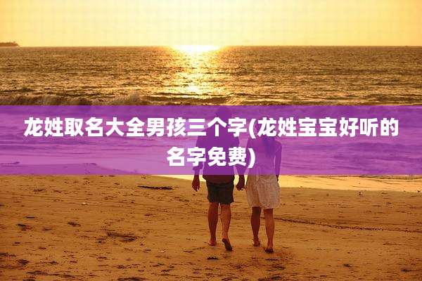龙姓取名大全男孩三个字(龙姓宝宝好听的名字免费)