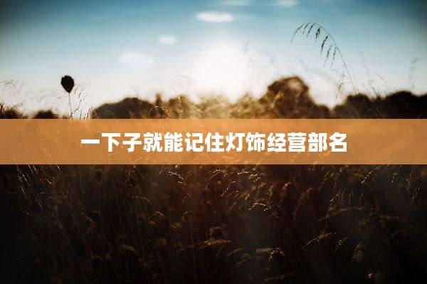 一下子就能记住灯饰经营部名