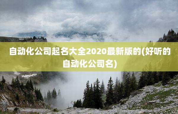 自动化公司起名大全2020最新版的(好听的自动化公司名)