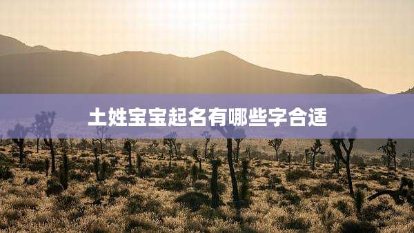 土姓宝宝起名有哪些字合适
