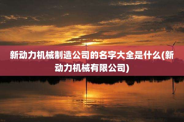 新动力机械制造公司的名字大全是什么(新动力机械有限公司)