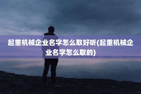 起重机械企业名字怎么取好听(起重机械企业名字怎么取的)