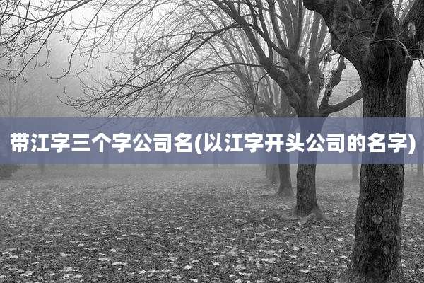 带江字三个字公司名(以江字开头公司的名字)