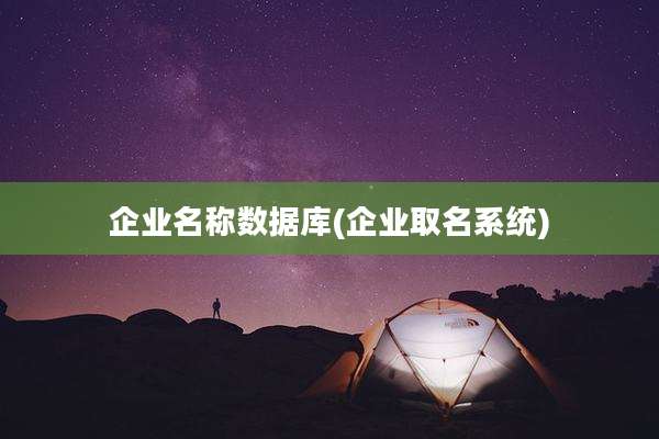 企业名称数据库(企业取名系统)