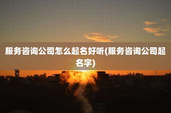 服务咨询公司怎么起名好听(服务咨询公司起名字)