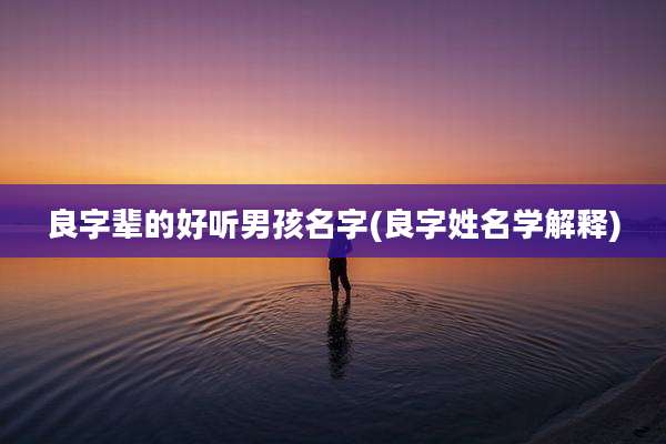 良字辈的好听男孩名字(良字姓名学解释)