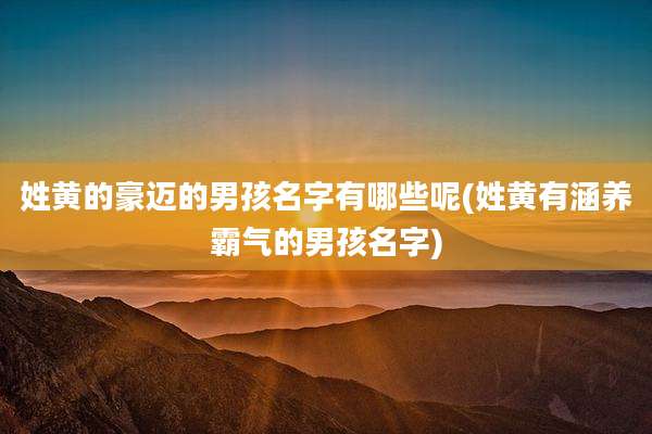 姓黄的豪迈的男孩名字有哪些呢(姓黄有涵养霸气的男孩名字)