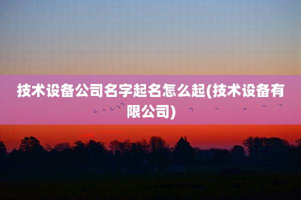 技术设备公司名字起名怎么起(技术设备有限公司)