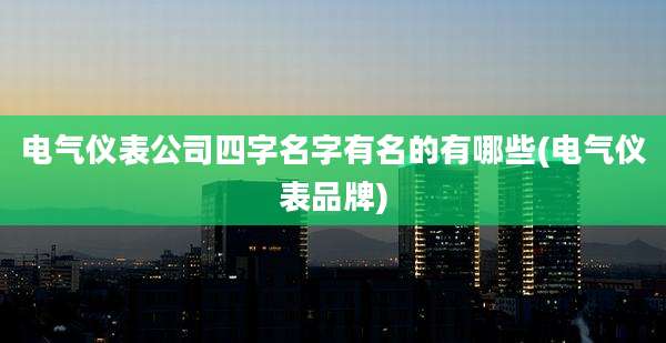 电气仪表公司四字名字有名的有哪些(电气仪表品牌)