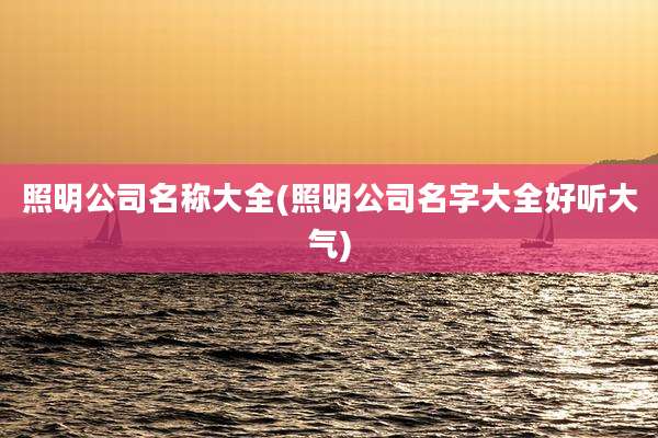 照明公司名称大全(照明公司名字大全好听大气)