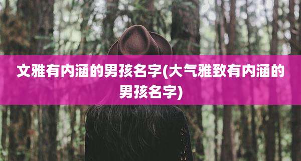 文雅有内涵的男孩名字(大气雅致有内涵的男孩名字)