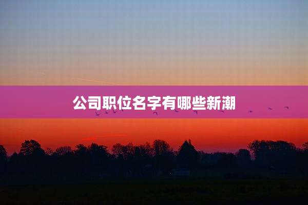 公司职位名字有哪些新潮