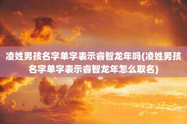 凌姓男孩名字单字表示睿智龙年吗(凌姓男孩名字单字表示睿智龙年怎么取名)