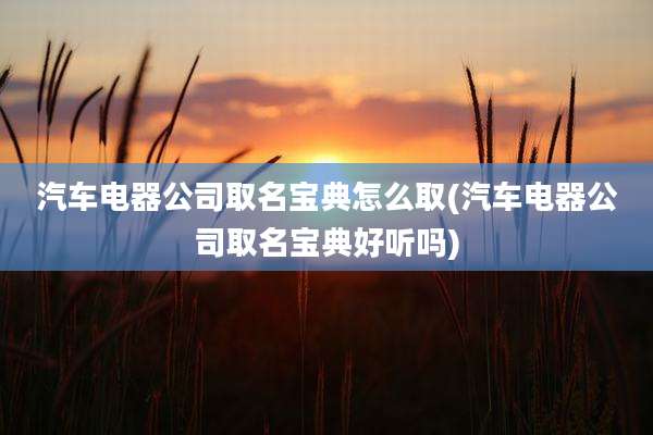 汽车电器公司取名宝典怎么取(汽车电器公司取名宝典好听吗)
