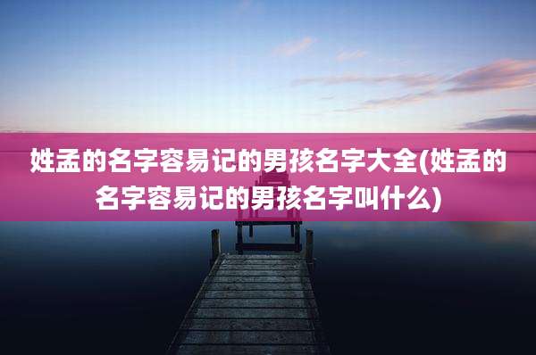 姓孟的名字容易记的男孩名字大全(姓孟的名字容易记的男孩名字叫什么)