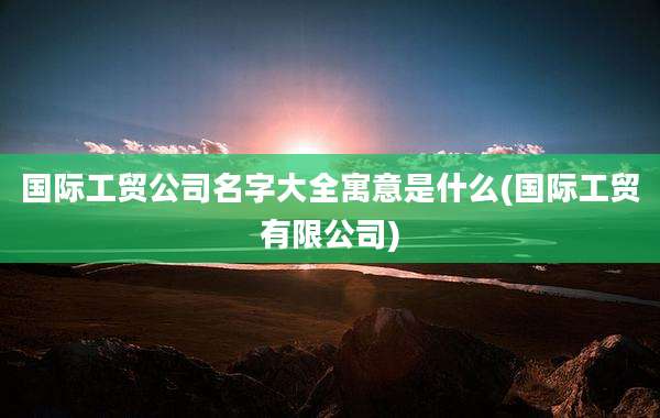 国际工贸公司名字大全寓意是什么(国际工贸有限公司)