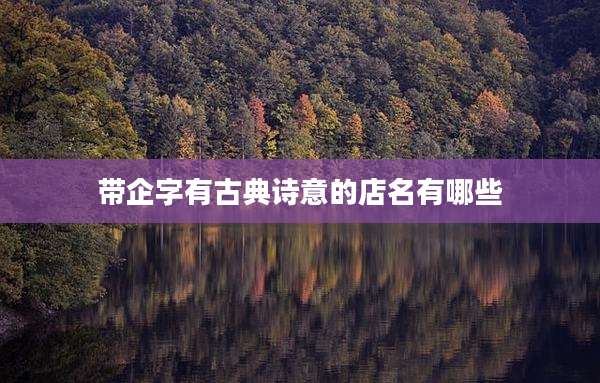 带企字有古典诗意的店名有哪些
