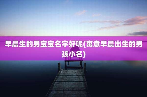 早晨生的男宝宝名字好呢(寓意早晨出生的男孩小名)