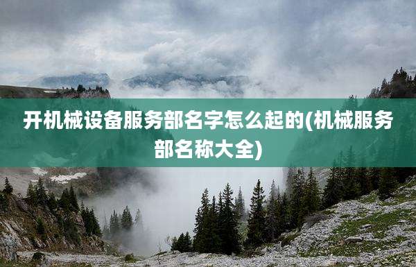 开机械设备服务部名字怎么起的(机械服务部名称大全)