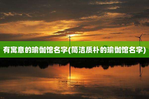 有寓意的瑜伽馆名字(简洁质朴的瑜伽馆名字)