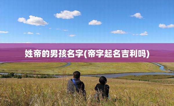 姓帝的男孩名字(帝字起名吉利吗)