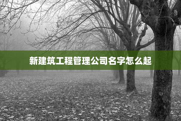 新建筑工程管理公司名字怎么起