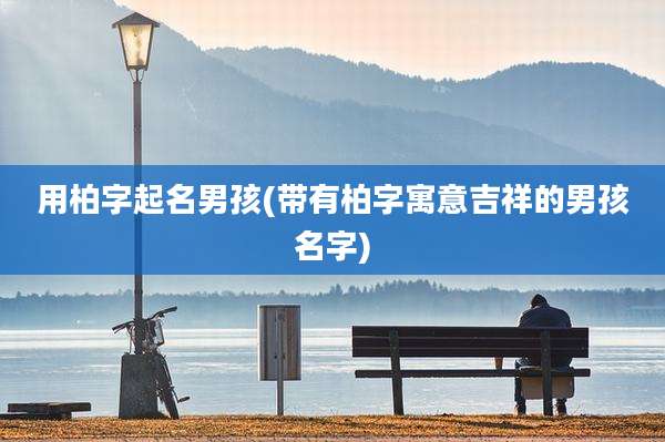 用柏字起名男孩(带有柏字寓意吉祥的男孩名字)