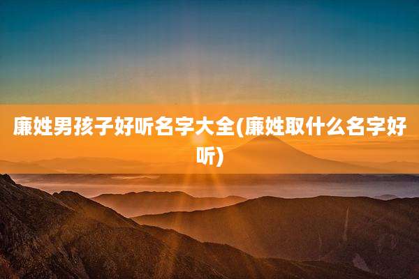 廉姓男孩子好听名字大全(廉姓取什么名字好听)