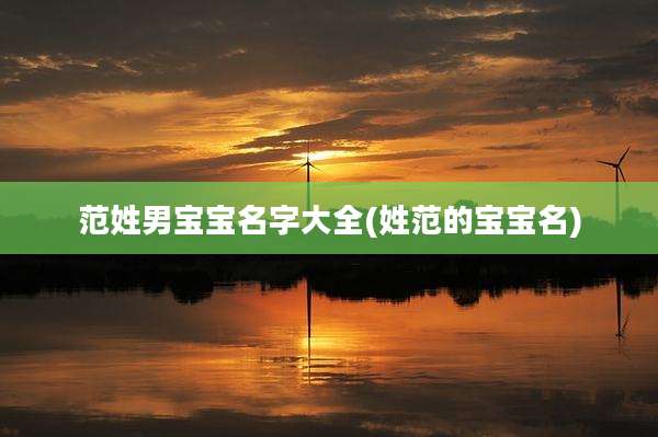 范姓男宝宝名字大全(姓范的宝宝名)
